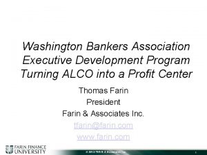 Washington Bankers Association Executive Development Program Turning ALCO