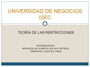 UNIVERSIDAD DE NEGOCIOS ISEC TEORA DE LAS RESTRICCIONES