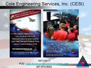 Cole Engineering Services Inc CESI 10112017 POC matt