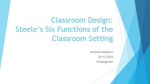 Classroom Design Steeles Six Functions of the Classroom