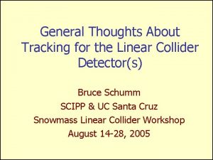 General Thoughts About Tracking for the Linear Collider