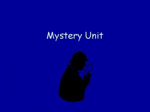 Elements of mystery story