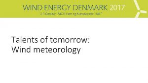 Talents of tomorrow Wind meteorology Mean wind speed