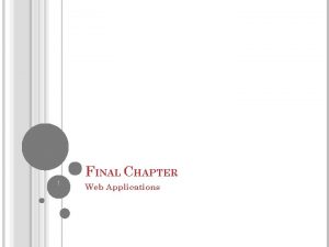 FINAL CHAPTER 1 Web Applications WEB PROGRAMS The