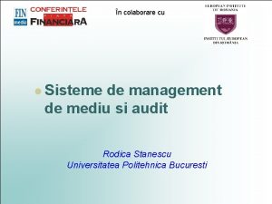 n colaborare cu l Sisteme de management de