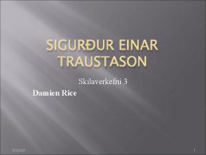 SIGURUR EINAR TRAUSTASON Skilaverkefni 3 Damien Rice 632021