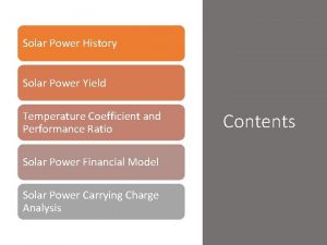 Solar Power History Solar Power Yield Temperature Coefficient