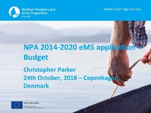 www interregnpa eu NPA 2014 2020 e MS