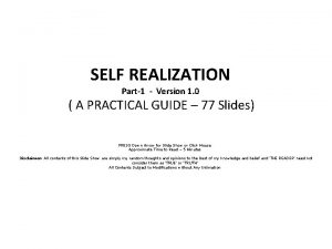 SELF REALIZATION Part1 Version 1 0 A PRACTICAL