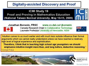 Digitallyassisted Discovery and Proof ICMI Study 19 Proof