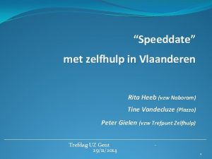 Speeddate met zelfhulp in Vlaanderen Rita Heeb vzw