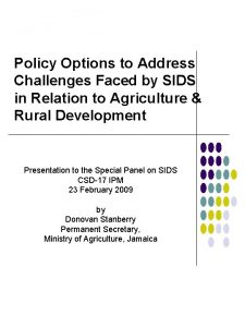 Policy Options to Address Challenges Faced by SIDS