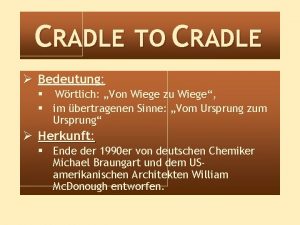 CRADLE TO CRADLE Bedeutung Wrtlich Von Wiege zu