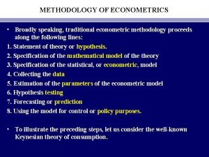 Methodology of econometrics steps