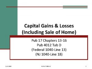 Capital Gains Losses Including Sale of Home Pub
