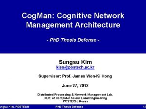 Cog Man Cognitive Network Management Architecture ungsu Kim