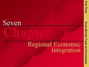 Part Three Chapter Regional Economic Integration CrossBorder Trade