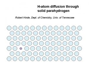 Hatom diffusion through solid parahydrogen Robert Hinde Dept