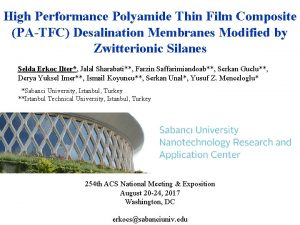 High Performance Polyamide Thin Film Composite PATFC Desalination