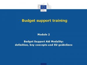 Budget support training Module 2 Budget Support Aid