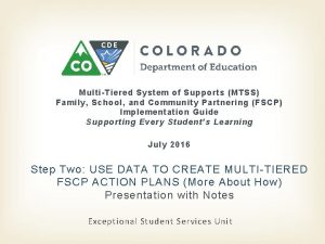 MultiTiered System of Supports MTSS Family School and