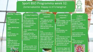 Sport BSO Programma week 32 Zomervakantie Happy in