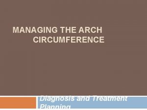 MANAGING THE ARCH CIRCUMFERENCE Diagnosis and Treatment Planning