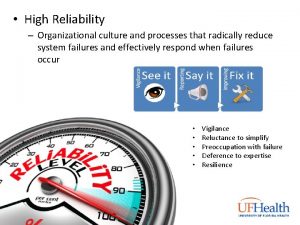 High Reliability Organizational culture and processes that radically