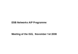 ESB Networks AIP Programme Meeting of the IGG