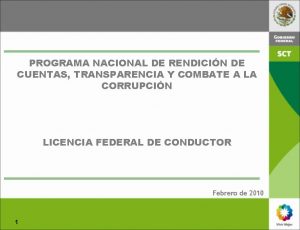 PROGRAMA NACIONAL DE RENDICIN DE CUENTAS TRANSPARENCIA Y