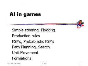 AI in games Simple steering Flocking Production rules