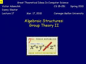 Great Theoretical Ideas In Computer Science Victor Adamchik