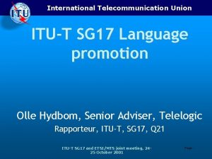 International Telecommunication Union ITUT SG 17 Language promotion