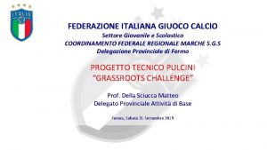 FEDERAZIONE ITALIANA GIUOCO CALCIO Settore Giovanile e Scolastico