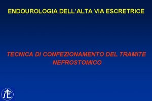 ENDOUROLOGIA DELLALTA VIA ESCRETRICE TECNICA DI CONFEZIONAMENTO DEL