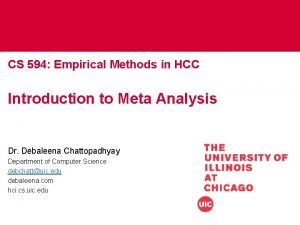 CS 594 Empirical Methods in HCC Introduction to