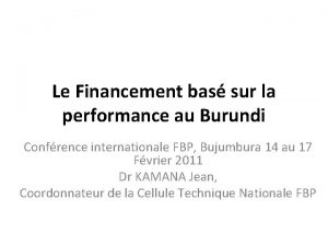 Le Financement bas sur la performance au Burundi