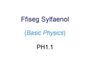 Ffiseg Sylfaenol Basic Physics PH 1 1 Unedau