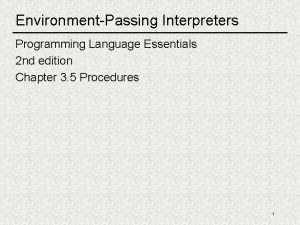 EnvironmentPassing Interpreters Programming Language Essentials 2 nd edition