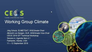 Committee on Earth Observation Satellites Working Group Climate