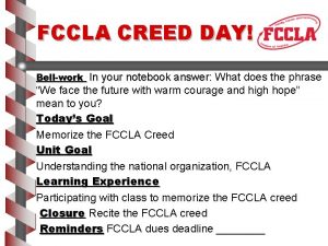Fccla creed in your own words