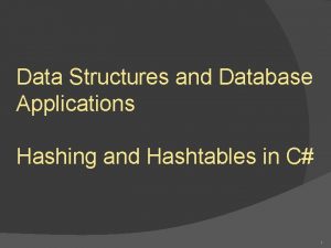 Data Structures and Database Applications Hashing and Hashtables