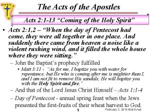 The Acts of the Apostles Acts 2 1