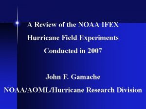 A Review of the NOAA IFEX Hurricane Field