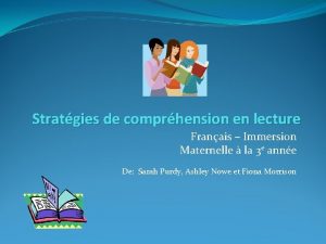 Stratgies de comprhension en lecture Franais Immersion Maternelle