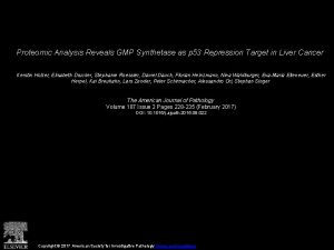 Proteomic Analysis Reveals GMP Synthetase as p 53