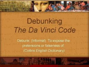 Debunking The Da Vinci Code Debunk Informal To