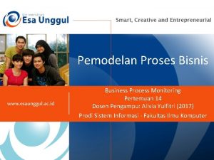 Pemodelan Proses Bisnis Business Process Monitoring Pertemuan 14