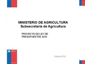 MINISTERIO DE AGRICULTURA Subsecretara de Agricultura PROYECTO DE