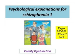 Psychological explanations for schizophrenia 1 Pages 206 207